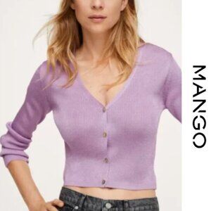 Mango - Ribbed knit cardigan - Purple